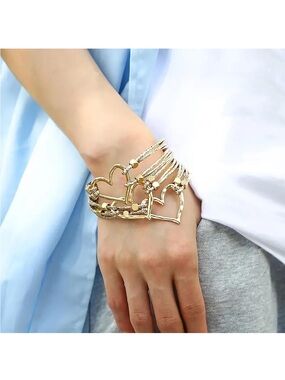 Gold Heart Stackable Bracelet Set - Women Jewelry